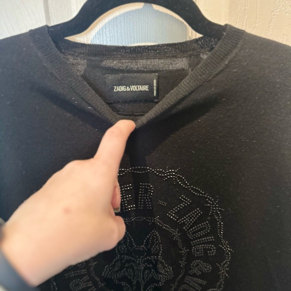 Zadig & Voltaire Black Beaded Fox Wool Sweater Size Small Preowned retail 600 - Picture 7 of 7